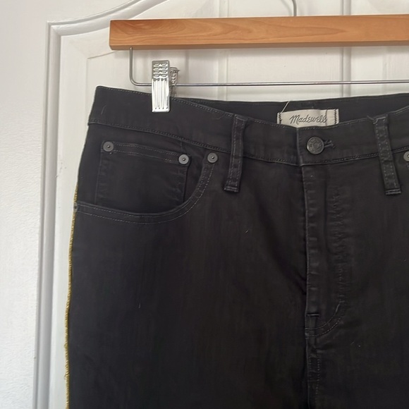 Madewell | Black Cali Demi-Boot Jeans Festive Gold Piping Edition Size 31/12 - Picture 5 of 13